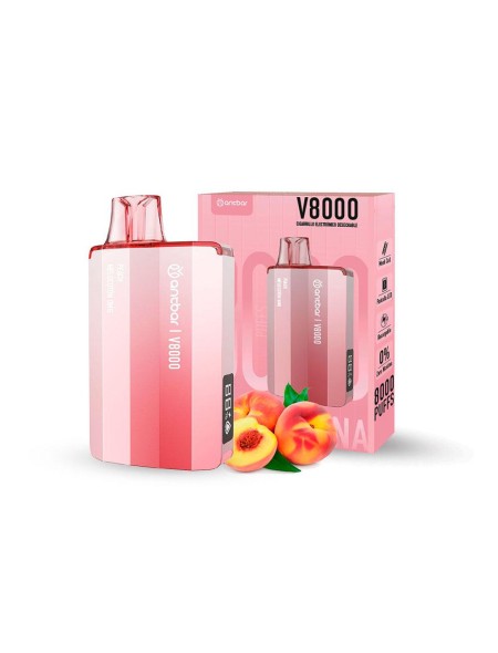 Vaper desechable Antbar V8000 Melocoton / 16ml / 8000 Caladas / SIN NICOTINA